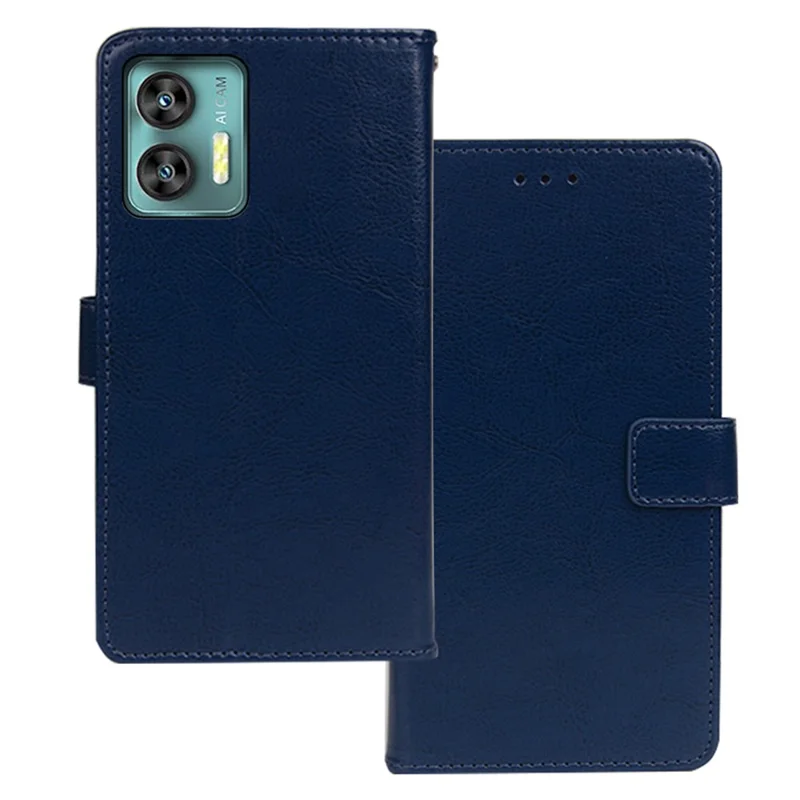 IDEWEI For Oukitel C36 Phone Case Wallet Stand PU Leather Anti-scratch Cover - Blue