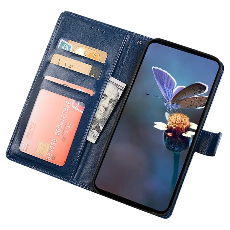 IDEWEI For Oukitel C36 Phone Case Wallet Stand PU Leather Anti-scratch Cover - Blue
