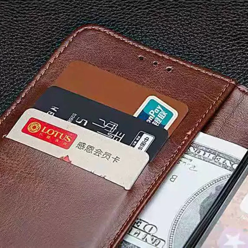 IDEWEI For Oukitel C36 Leather Case Anti-drop Wallet Phone Cover - Brown