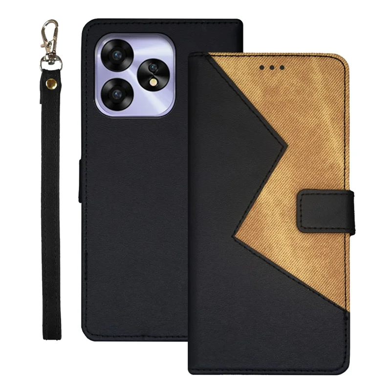 IDEWEI For Umidigi A15 Case Card Holder PU Leather Stand Phone Cover - Black