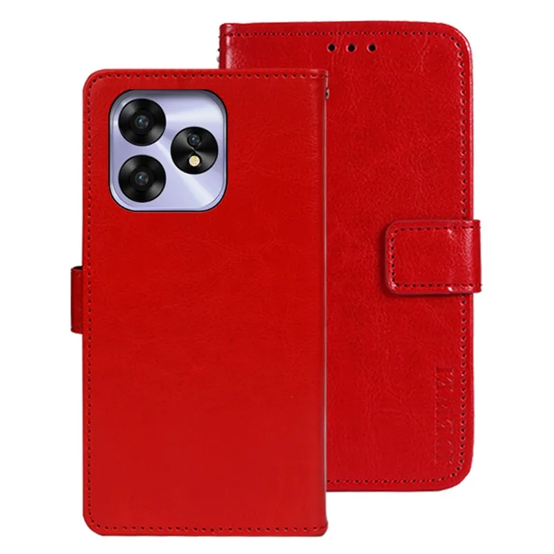 IDEWEI For Umidigi A15 Case Crazy Horse Texture Phone Cover with Wallet Stand - Red