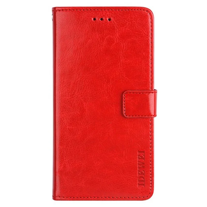 IDEWEI For Umidigi A15 Case Crazy Horse Texture Phone Cover with Wallet Stand - Red