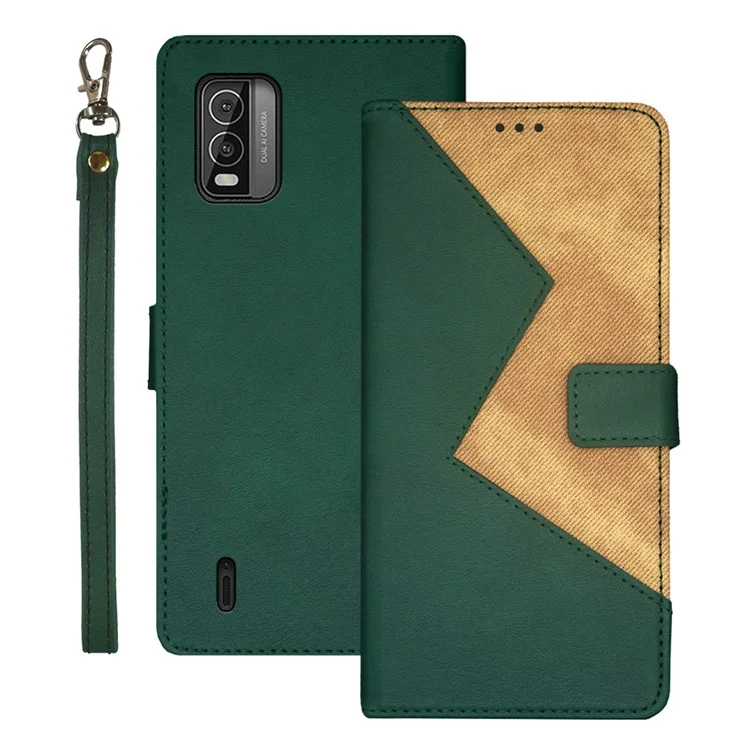 IDEWEI pour Nokia C210 Étui Flip Couverture en Cuir PU Support Porte-Carte Étui de Téléphone - Vert