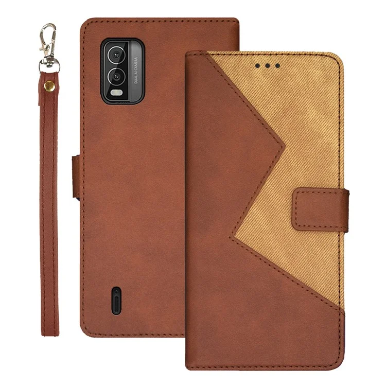 IDEWEI For Nokia C210 Flip Cover PU Leather Card Holder Stand Phone Case - Brown