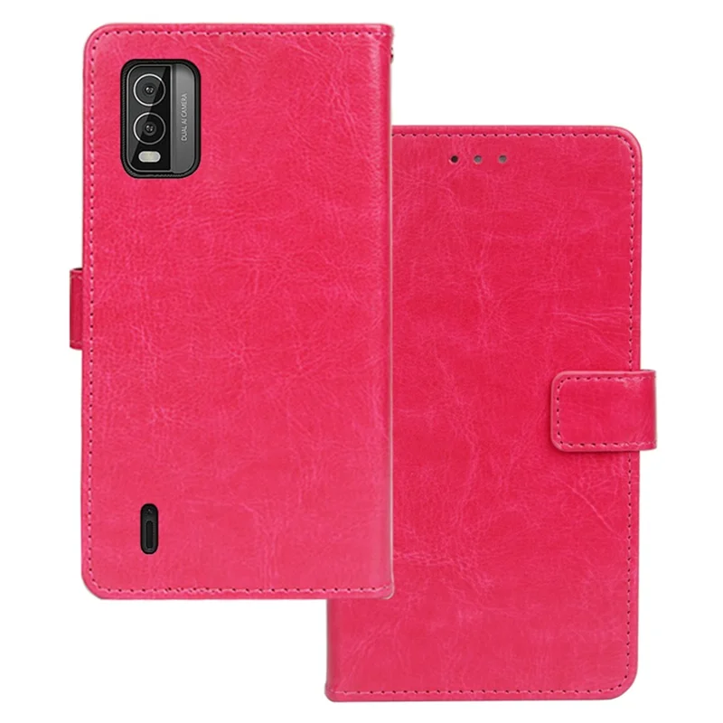 IDEWEI For Nokia C210 Cell Phone Case Wallet Stand PU Leather Phone Cover Flip Shell - Rose