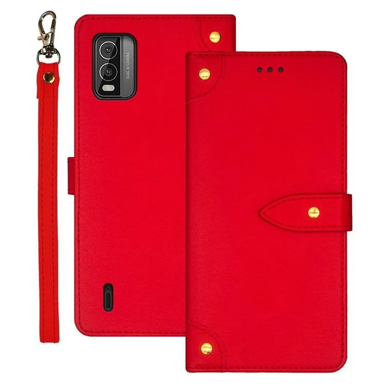 IDEWEI For Nokia C210 Phone Case Card Holders Flip Leather Cover - Red