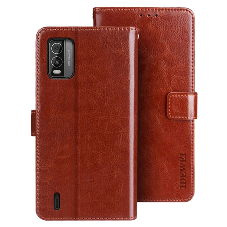 IDEWEI Pour Nokia C210 Case Flip Leather Wallet Phone Cover Crazy Horse Texture Phone Shell - Brun