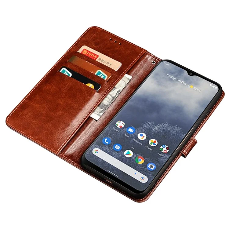 IDEWEI Pour Nokia C210 Case Flip Leather Wallet Phone Cover Crazy Horse Texture Phone Shell - Brun