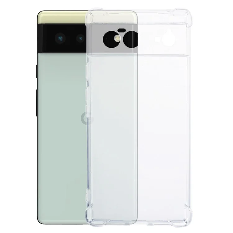 For Google Pixel 6 Case Transparent TPU Thickened Four Corner Phone Cover