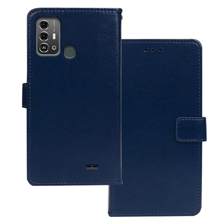 IDEWEI Pour ZTE Blade A53 Pro Case Étui en Cuir PU Couverture de Téléphone Portable Portefeuille Support Magnétique Coque de Téléphone - Bleu