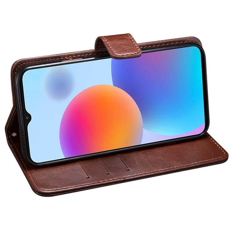 IDEWEI For ZTE Blade A53 Pro Case Leather Wallet Phone Cover Crazy Horse Texture Flip Shell - Brown