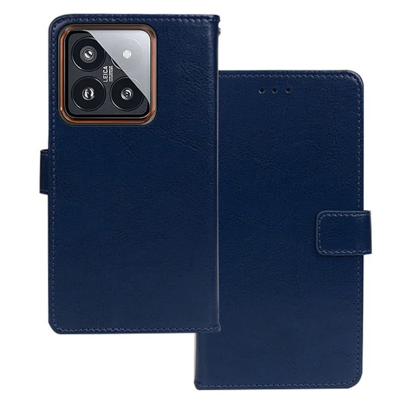 IDEWEI Für Xiaomi 14 Pro Hülle Stabiler Ständer PU-Leder Handy-Cover Geldbörse - Blau