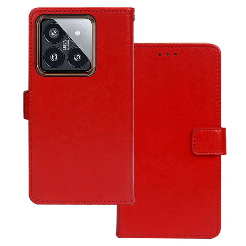 IDEWEI For Xiaomi 14 Case Wallet Stand PU Leather Magnetic Mobile Phone Cover - Red