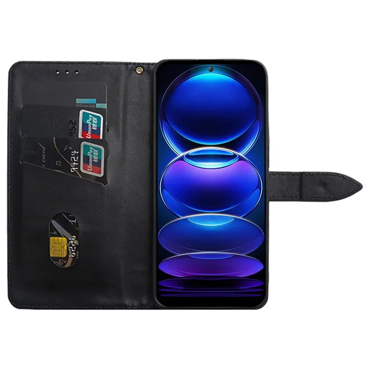 IDEWEI For Xiaomi 14 Phone Case PU Leather Magnetic Clasp Stand Phone Cover - Black