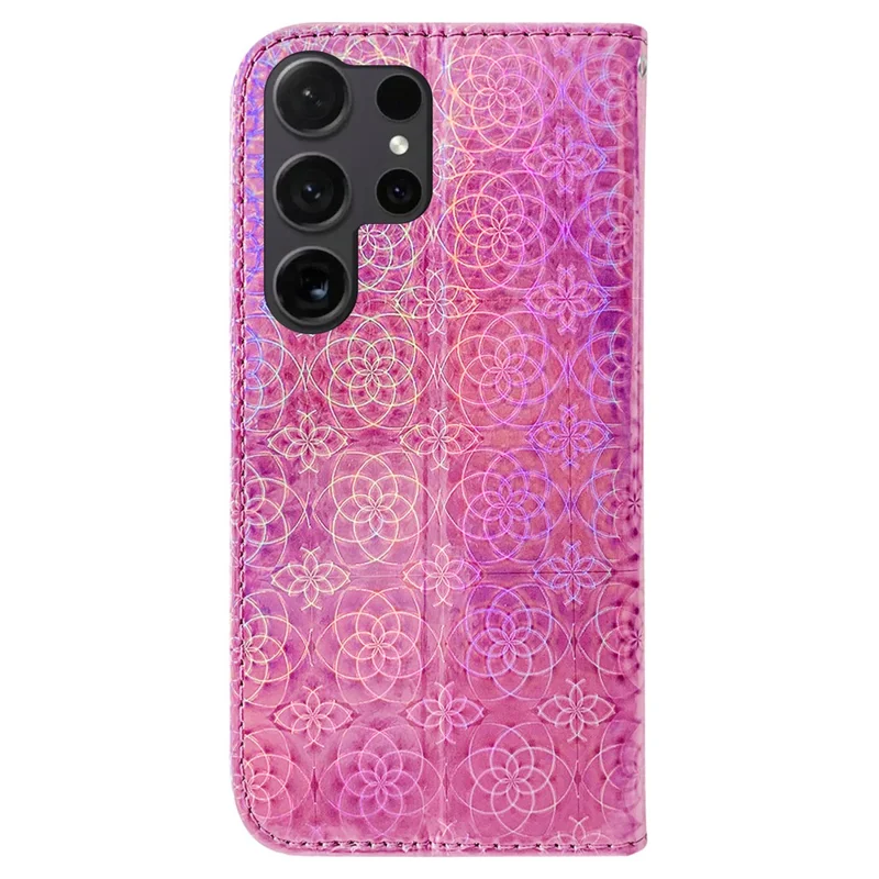 For Samsung Galaxy S24 Ultra Case Dazzling Flower Pattern Stand Cover with Wallet - Pink