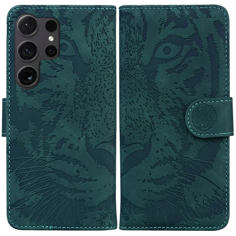 PU Leather Case for Samsung Galaxy S24 Ultra Dustproof Wallet Cell Phone Cover - Green