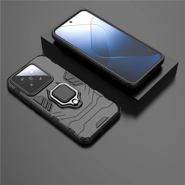 Чехол для Xiaomi 14, защитный корпус со стойкой, из материала ПК+ТПУ, черного цвета