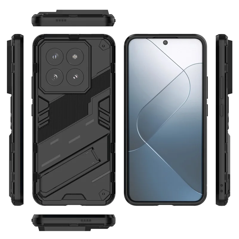 For Xiaomi 14 Pro Case Shockproof Protective Phone Cover with Kickstand - Black