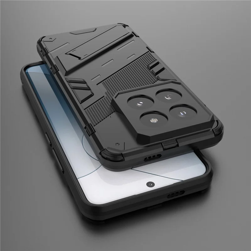 For Xiaomi 14 Pro Case Shockproof Protective Phone Cover with Kickstand - Black