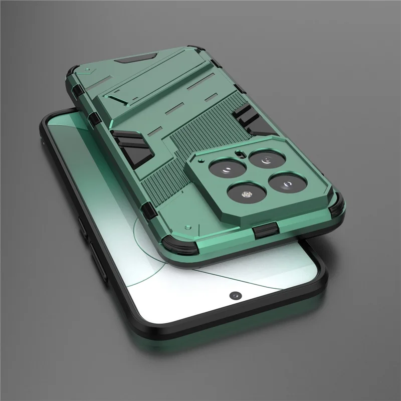 For Xiaomi 14 Case Drop Resistant Protective Phone Cover with Kickstand - Green