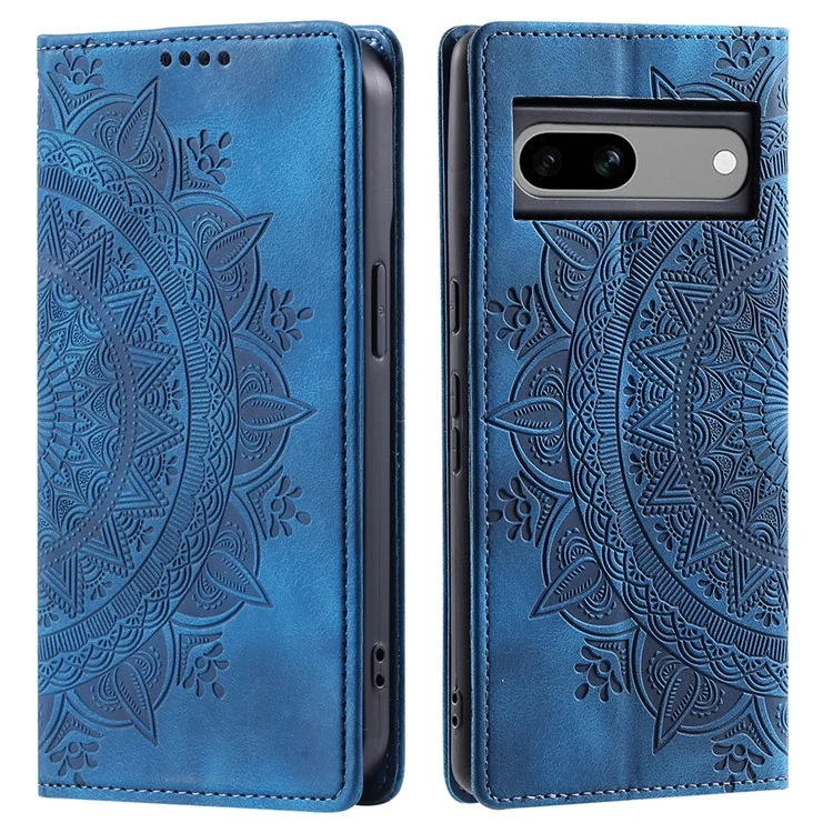 Para Google Pixel 8a Case Magnetic Auto Closing Folio Flip PU Leather Cover - Azul