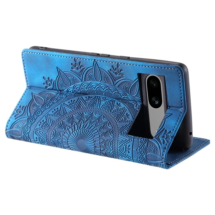 Para Google Pixel 8a Case Magnetic Auto Closing Folio Flip PU Leather Cover - Azul