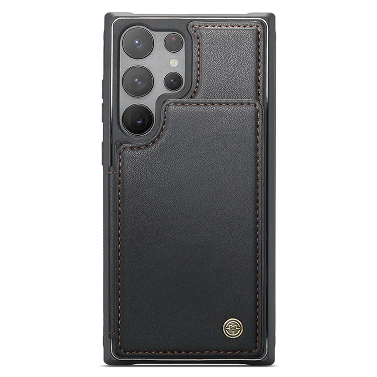 For Samsung Galaxy S22 Ultra 5G Phone Case CASEME C22 Leather Back Cover with RFID Blocking Card Slots - Black