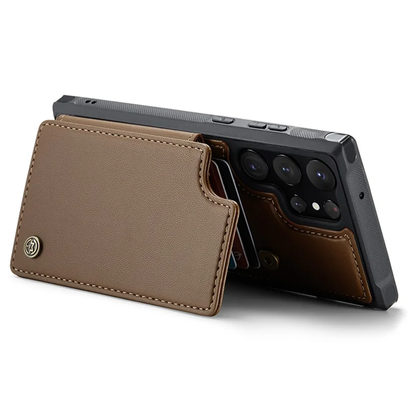 For Samsung Galaxy S22 Ultra 5G Phone Case CASEME C22 Leather Back Cover with RFID Blocking Card Slots - Brown
