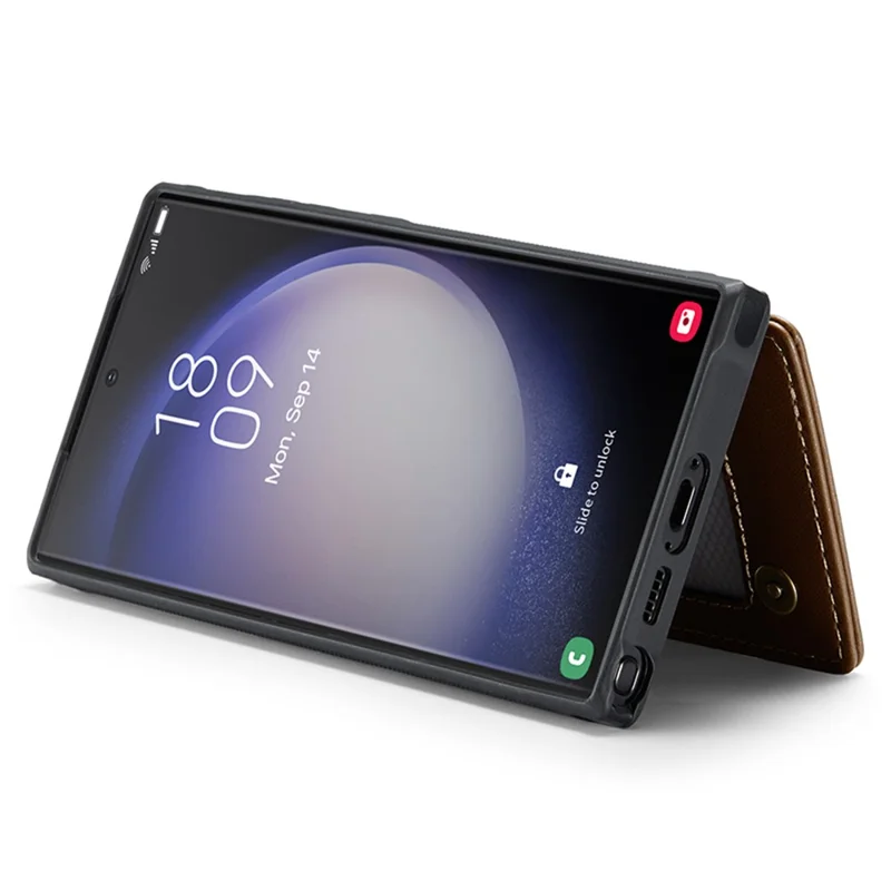 For Samsung Galaxy S22 Ultra 5G Phone Case CASEME C22 Leather Back Cover with RFID Blocking Card Slots - Brown