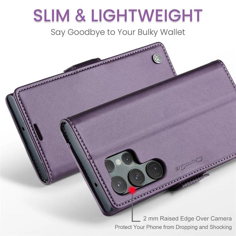 CASEME 023 Pour Samsung Galaxy S24 Ultra Étui en Cuir avec Blocage RFID et 3 Emplacements pour Cartes - Violet