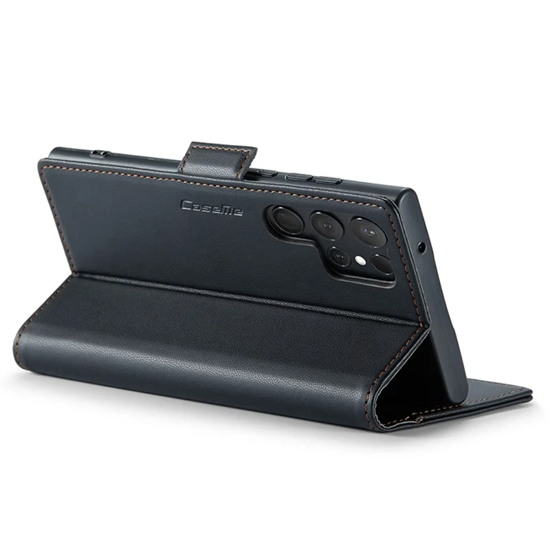 CASEME 023 per Samsung Galaxy S24 Ultra Custodia in Pelle con Blocco RFID e 3 Slot per Carte - Nero