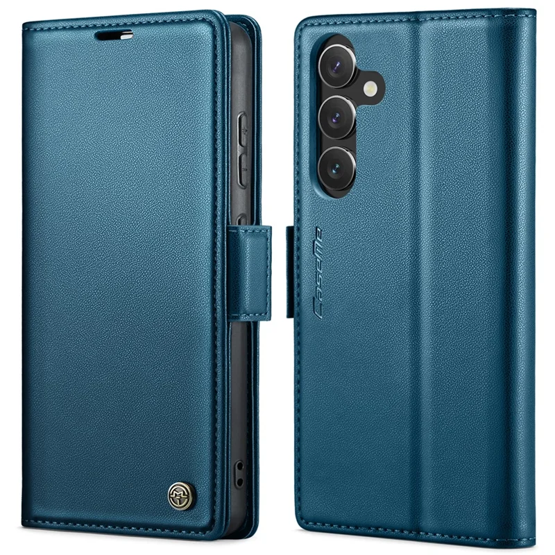 For Samsung Galaxy S24 Leather Case CASEME 023 RFID Blocking 3 Card Slot Mobile Cover - Blue