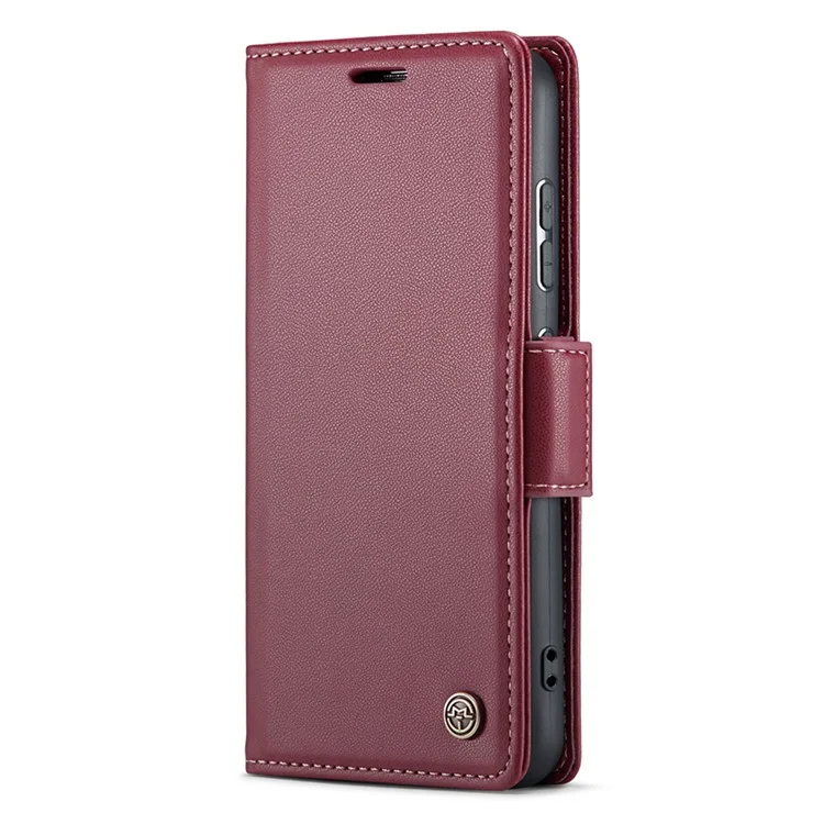 CASEME 023 Series para Capa Samsung Galaxy S24+ Glossy RFID Blocking Carteira Protetor de Telefone - Vermelho