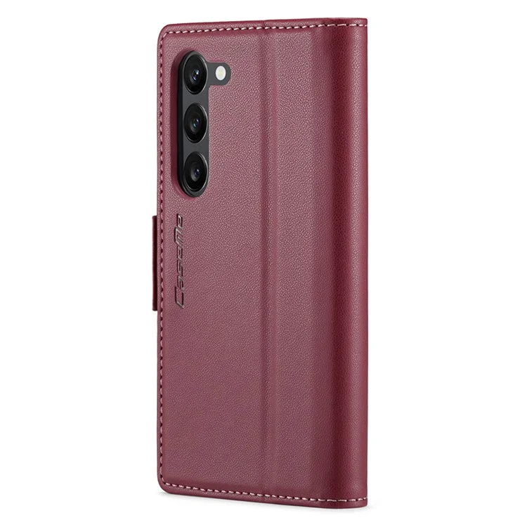 CASEME 023 Series para Capa Samsung Galaxy S24+ Glossy RFID Blocking Carteira Protetor de Telefone - Vermelho