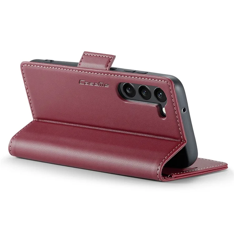 CASEME 023 Series para Capa Samsung Galaxy S24+ Glossy RFID Blocking Carteira Protetor de Telefone - Vermelho