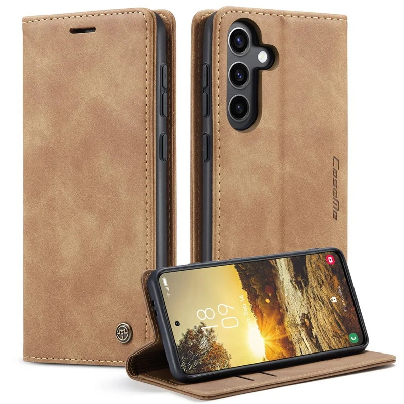 CASEME 013 Série Pour Samsung Galaxy S24+ Étui en cuir PU Protecteur de téléphone portable - Marron