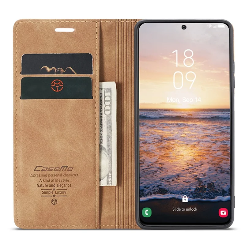 CASEME 013 Série Pour Samsung Galaxy S24+ Étui en cuir PU Protecteur de téléphone portable - Marron