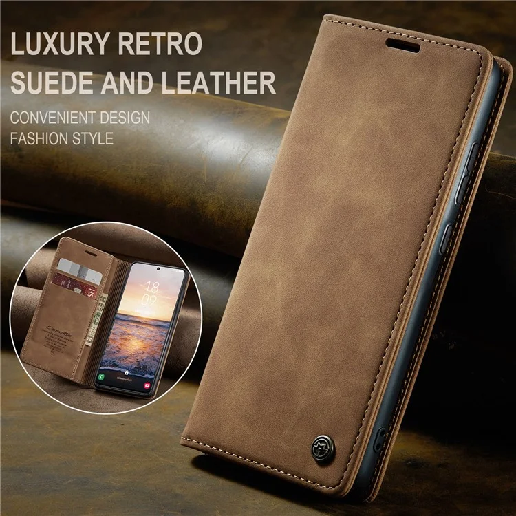 CASEME 013 Série Pour Samsung Galaxy S24+ Étui en cuir PU Protecteur de téléphone portable - Marron