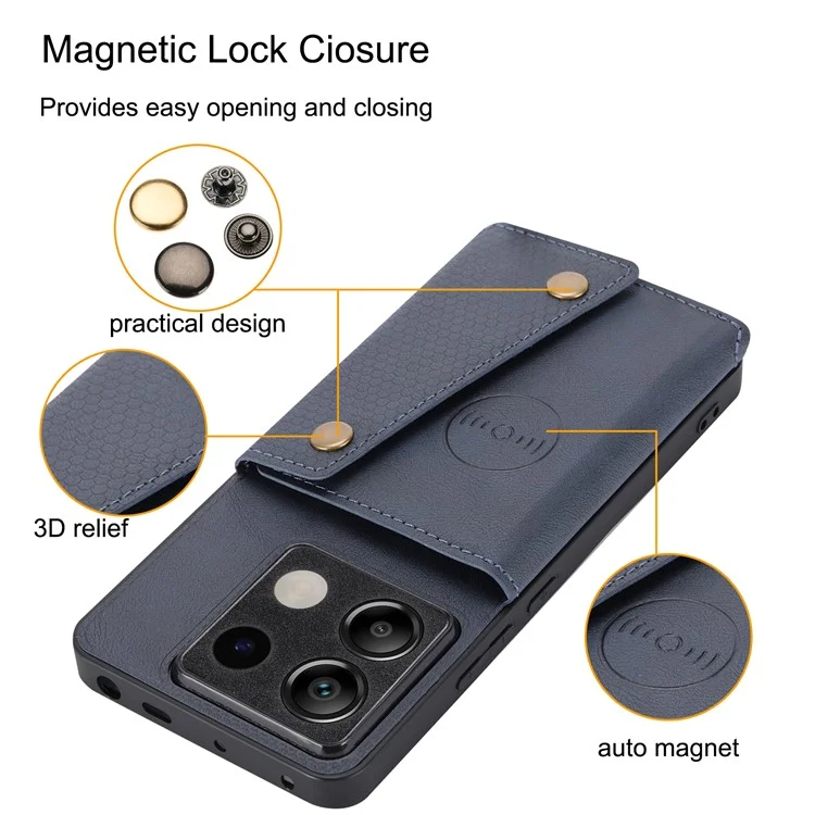 For Xiaomi Redmi Note 13 Pro 5G / Poco X6 5G Case PU Leather + TPU Phone Cover with Card Holder - Blue