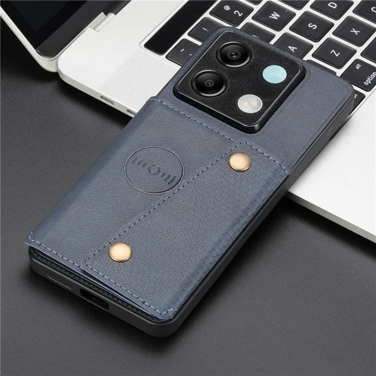 For Xiaomi Redmi Note 13 Pro 5G / Poco X6 5G Case PU Leather + TPU Phone Cover with Card Holder - Blue