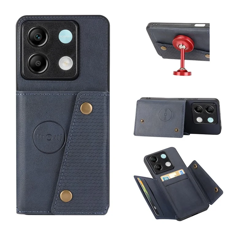 For Xiaomi Redmi Note 13 Pro 5G / Poco X6 5G Case PU Leather + TPU Phone Cover with Card Holder - Blue