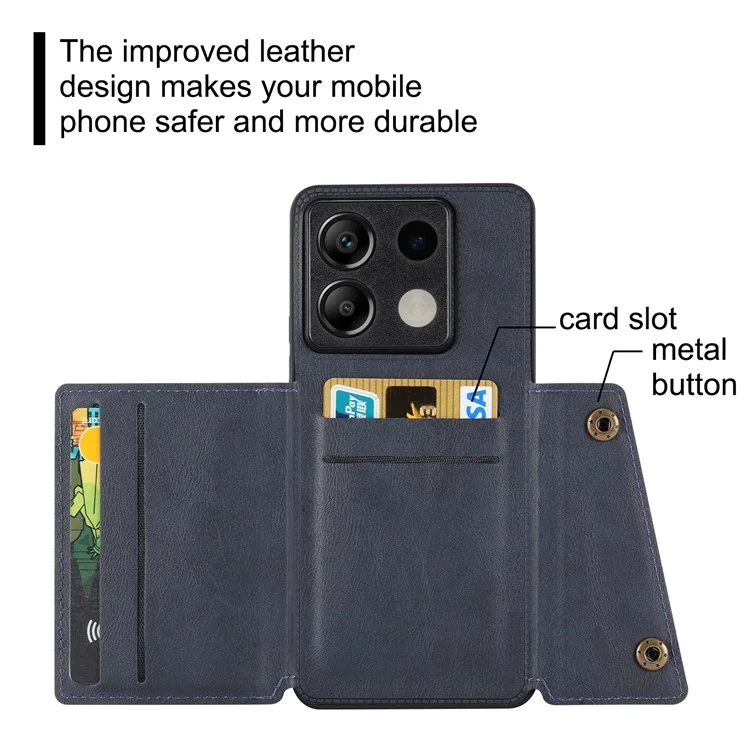 For Xiaomi Redmi Note 13 Pro 5G / Poco X6 5G Case PU Leather + TPU Phone Cover with Card Holder - Blue