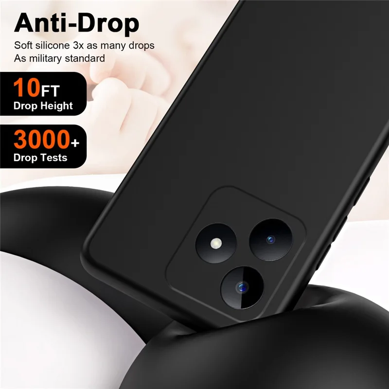 For Realme C53 (Global) / C53 (India) / C51 Case 2.2mm Anti-fingerprint Phone TPU Cover - Black