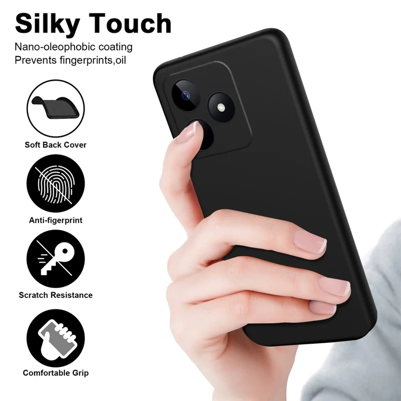 For Realme C53 (Global) / C53 (India) / C51 Case 2.2mm Anti-fingerprint Phone TPU Cover - Black