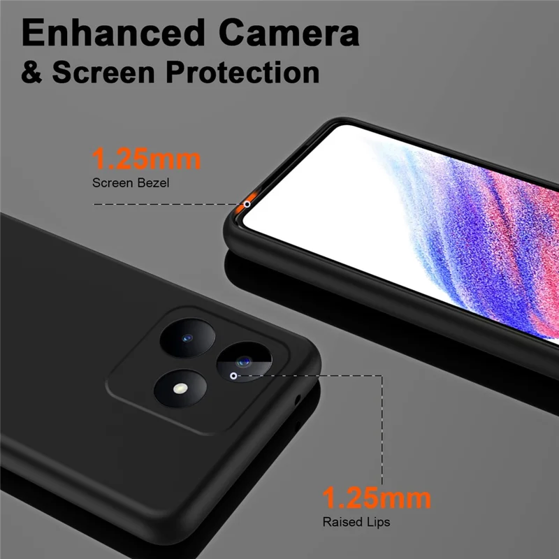 For Realme C53 (Global) / C53 (India) / C51 Case 2.2mm Anti-fingerprint Phone TPU Cover - Black