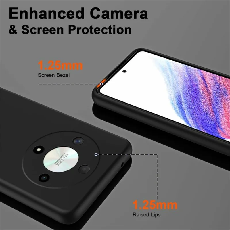 Capa para For Honor X9b 5G / Magic6 Lite 5G, Capa TPU Borrachada de 2,2 mm com Revestimento Interior Macio em Fibra - Preto