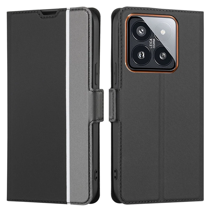 Para Xiaomi 14 Pro Case PU Leather Phone Cover com Slots de Cartão - Preto