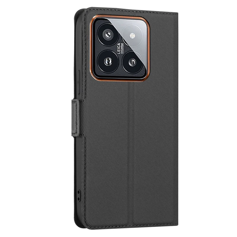 Para Xiaomi 14 Pro Case PU Leather Phone Cover com Slots de Cartão - Preto