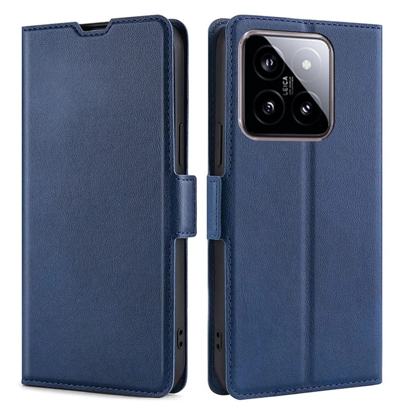 For Xiaomi 14 Case Card Holder Side Magnetic Clasp Leather Cover - Blue