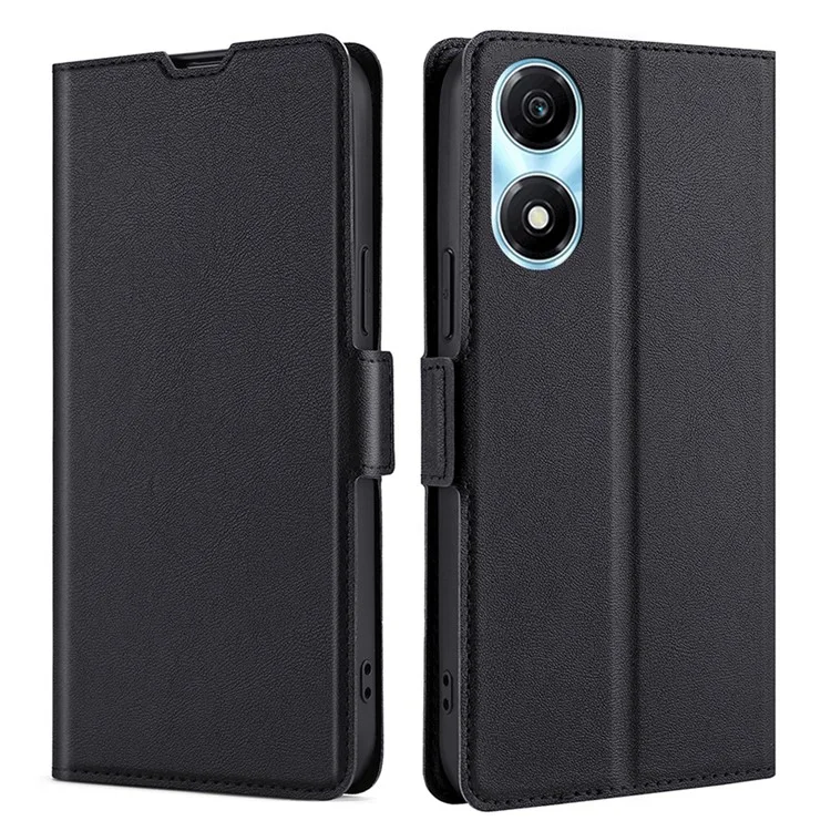 Funda de cuero con soporte y tarjetero para For Honor X5 Plus / Play 40C 5G - Negro 